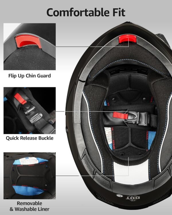 Casque Moto Modulable Homme ECE Homologué-YEMA YM-926 Casque Scooter Femme Adulte Double Visière – Image 6