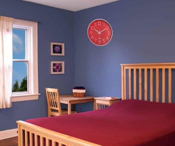 Horloge Murale silencieuse 12 dans Horloge de Cuisine Quartz à Piles Moderne décor à la Maison Horloge Bureau Classe Salon Chambres (Rouge) – Image 6