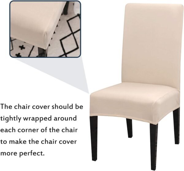 Housse de Chaise Extensible Lot de 4 ou 6, Couverture Protecteur de Chaise Salle a Manger Universel Amovible Lavable Moderne Durable pour Maison Hotel Restaurant Fete Banquet Cuisine Decoration – Image 2