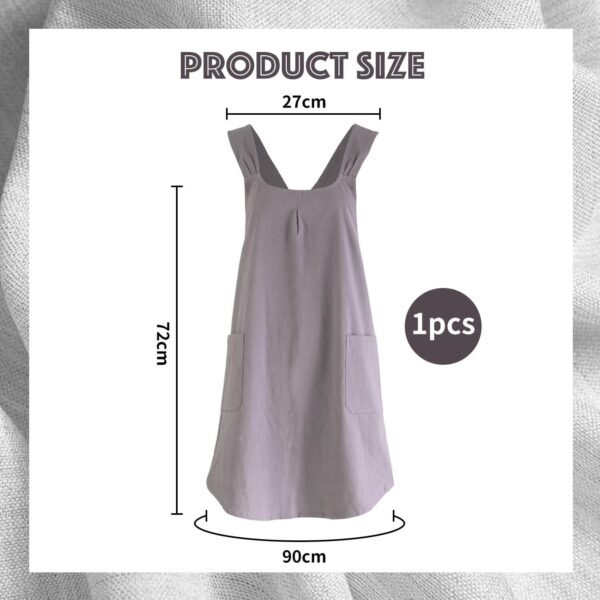 QFEHTHSK 1 Tablier Simple en Coton Et Lin De Style Japonais Et Coréen, Tablier De Maison pour Femmes, Tablier n'a Pas Besoin D'Être Noué, Tablier De Cuisine, Tablier Adapté À Plusieurs Scènes – Image 2