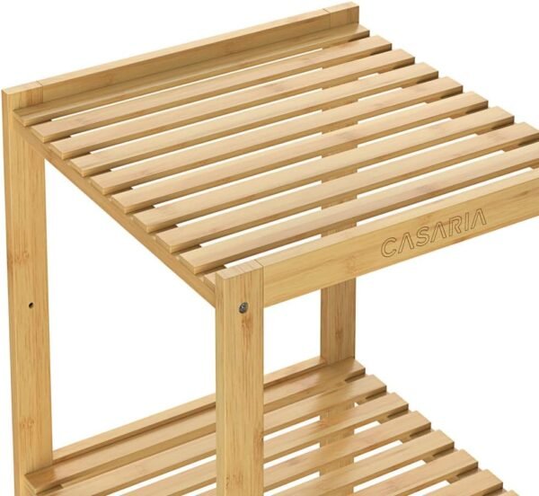 Étagère en Bambou 4 Niveaux Meuble de Rangement Charge Max. 40 kg Max. Maison intérieur Salle de Bain Cuisine Couloir – Image 6