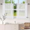 EXIN DEHCEN Rideau Court, Petit Rideau en Semi-Transparent, Rideaux Cuisine, Rideaux Brise-Bise, Rideau Petite Fenetre, pour Cuisine, Salon et Maison de Campagne, évier, Cuisine, 76 x 60 CM - Blanc
