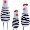 JZK Lot de 3 décorations en bois en forme de poulet, petite figurine de poulet, petite décoration de rebord de fenêtre de cuisine, sculpture originale pour la maison, décoration de bureau amusante
