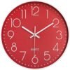 Horloge Murale silencieuse 12 dans Horloge de Cuisine Quartz à Piles Moderne décor à la Maison Horloge Bureau Classe Salon Chambres (Rouge)