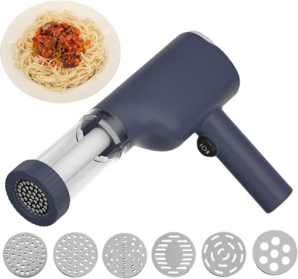 Machine électrique Idiyappam et pâtes - Presse à pâtes portable sans fil - Machine à pâtes automatique 6 en 1 - Outils de cuisine polyvalents pour Idiyappam, pâtes et nouilles maison（Blanc）