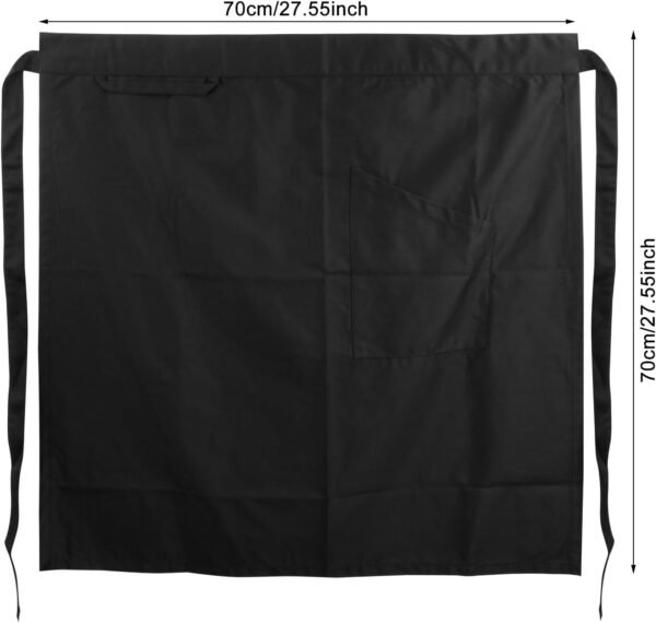 Demi Tablier Cuisine Homme, Tablier Serveuse, Tablier avec Poches Unisexe, Restaurant Long Imperméable Chef Tablier, Tablier à Taille Longue pour Serveurs, Bistro, Maison Café, 70x70cm – Image 2