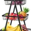 Porte-fruits à 3 Niveaux Panier de Fruits et Legumes Détachable Panier à Pain Porte-légumes Corbeille à Fruits, Panier pour Fruits Légumes Snacks Panier Rangement Cuisine Maison Bureau avec Tournevis