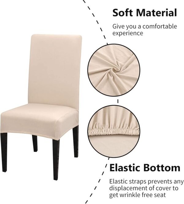 Housse de Chaise Extensible Lot de 4 ou 6, Couverture Protecteur de Chaise Salle a Manger Universel Amovible Lavable Moderne Durable pour Maison Hotel Restaurant Fete Banquet Cuisine Decoration – Image 3