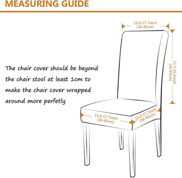 Housse de Chaise Extensible Lot de 4 ou 6, Couverture Protecteur de Chaise Salle a Manger Universel Amovible Lavable Moderne Durable pour Maison Hotel Restaurant Fete Banquet Cuisine Decoration – Image 7