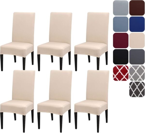 Housse de Chaise Extensible Lot de 4 ou 6, Couverture Protecteur de Chaise Salle a Manger Universel Amovible Lavable Moderne Durable pour Maison Hotel Restaurant Fete Banquet Cuisine Decoration