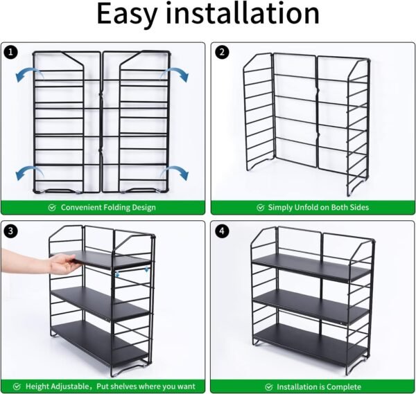 AIRUJIA Étagère à Épices sur pied à 3 Niveaux, Porte-Épices, Support Amovible pour Bouteilles de Bocaux et Support de Séparation Réglable en Hauteur pour la Maison, la cuisine – Image 4