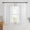 PONY DANCE Rideaux Voilage - Rideau Cuisine Court Decoration Chambre Blanc Naturel Lin Effet pour Fenêtre Porte Store Filtre de Lumière à Galon Fronceur 2 Panneaux, L 140 x H 137cm