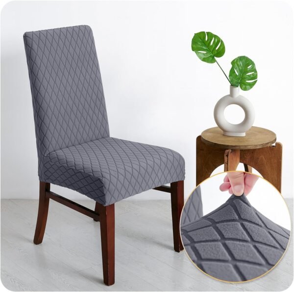 LANSHENG Housse de Chaise 6 Pièces, Extensible Amovible Lavable Housse pour Chaise Salle à Manger, Moderne Universel Couverture de Chaise pour Maison Hotel Restaurant Banquet Cuisine Decoration, Gris – Image 7