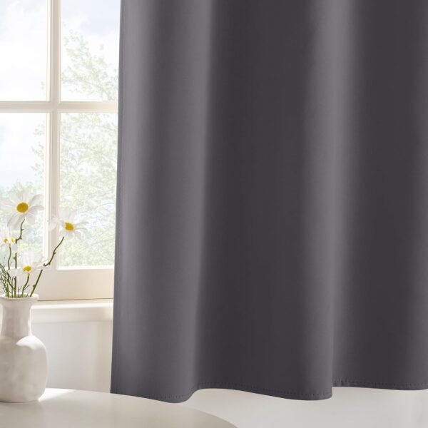 PONY DANCE Rideaux Occultant - Lot de 2 Rideaux Brise-Vue Épais Opaques avec Oeillets pour Décoration de Petites Fenêtres, Salle de Bains, Cuisine Maison De Campagne, L90xH150 CM, Gris – Image 8