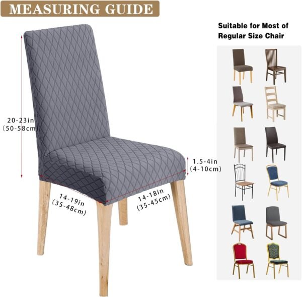 LANSHENG Housse de Chaise 6 Pièces, Extensible Amovible Lavable Housse pour Chaise Salle à Manger, Moderne Universel Couverture de Chaise pour Maison Hotel Restaurant Banquet Cuisine Decoration, Gris – Image 4