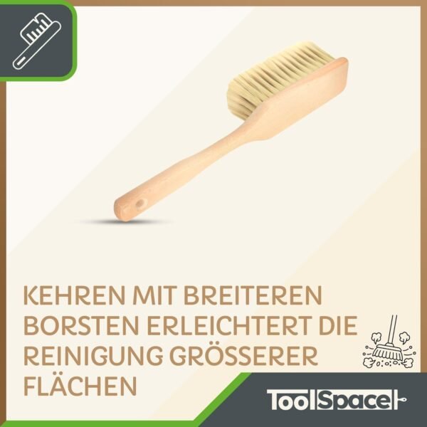ToolSpace Balayette en Bois - Brosse 34 cm avec Fibre Naturel pour Boulangerie Farine - Balai avec Manche pour Jardin Balayage Extérieur - avec Poil pour Poussière Nettoyage Cuisine Maison Sol – Image 7