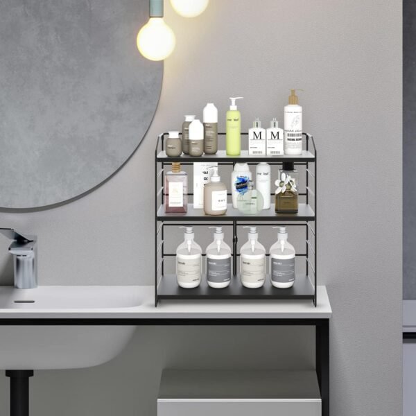AIRUJIA Étagère à Épices sur pied à 3 Niveaux, Porte-Épices, Support Amovible pour Bouteilles de Bocaux et Support de Séparation Réglable en Hauteur pour la Maison, la cuisine – Image 5