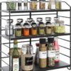 AIRUJIA Étagère à Épices sur pied à 3 Niveaux, Porte-Épices, Support Amovible pour Bouteilles de Bocaux et Support de Séparation Réglable en Hauteur pour la Maison, la cuisine