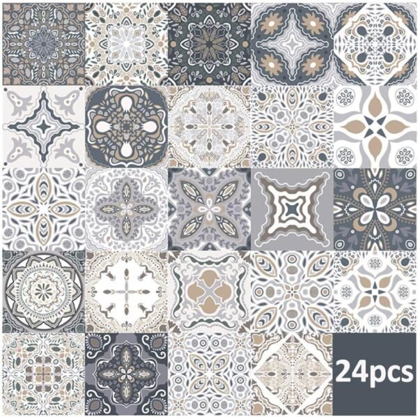 24pcs Stickers Carreaux Muraux - Stickers Carreaux Autocollant pour Cuisine Salon Salle De Bains Décor À La Maison Auto-Adhésif (20 * 20CM)