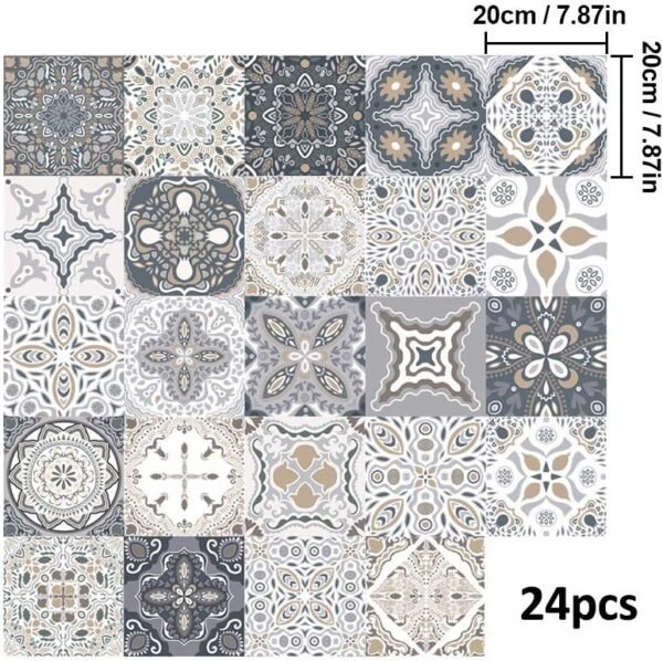 24pcs Stickers Carreaux Muraux - Stickers Carreaux Autocollant pour Cuisine Salon Salle De Bains Décor À La Maison Auto-Adhésif (20 * 20CM) – Image 2