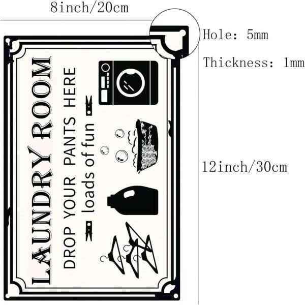 CREATCABIN Buanderie en Métal Vintage Signe en Étain Décoration Murale Décoration pour la Maison Mur Art Cuisine Bar Pub Chambre Ferme Garage Vintage Rétro Affiche Plaque 12 x 8 Pouce – Image 2