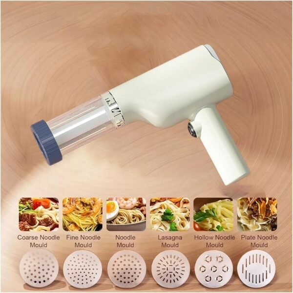Machine électrique Idiyappam et pâtes - Presse à pâtes portable sans fil - Machine à pâtes automatique 6 en 1 - Outils de cuisine polyvalents pour Idiyappam, pâtes et nouilles maison（Blanc） – Image 5