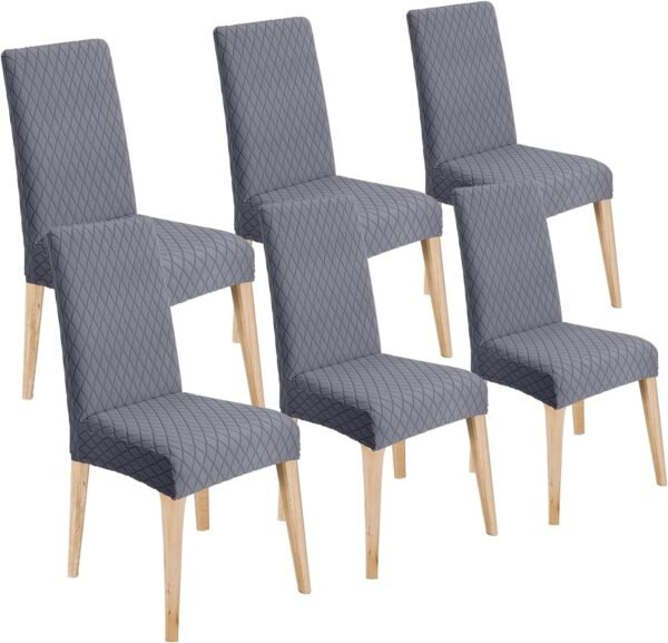 LANSHENG Housse de Chaise 6 Pièces, Extensible Amovible Lavable Housse pour Chaise Salle à Manger, Moderne Universel Couverture de Chaise pour Maison Hotel Restaurant Banquet Cuisine Decoration, Gris