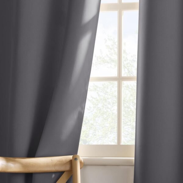 PONY DANCE Rideaux Occultant - Lot de 2 Rideaux Brise-Vue Épais Opaques avec Oeillets pour Décoration de Petites Fenêtres, Salle de Bains, Cuisine Maison De Campagne, L90xH150 CM, Gris – Image 5