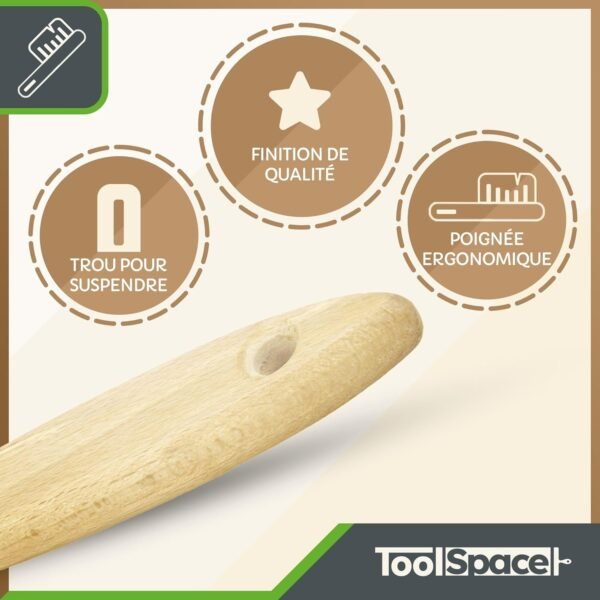 ToolSpace Balayette en Bois - Brosse 34 cm avec Fibre Naturel pour Boulangerie Farine - Balai avec Manche pour Jardin Balayage Extérieur - avec Poil pour Poussière Nettoyage Cuisine Maison Sol – Image 4