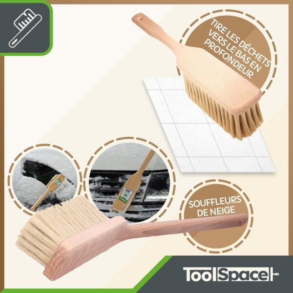 ToolSpace Balayette en Bois - Brosse 34 cm avec Fibre Naturel pour Boulangerie Farine - Balai avec Manche pour Jardin Balayage Extérieur - avec Poil pour Poussière Nettoyage Cuisine Maison Sol – Image 6