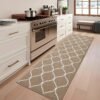 COSY HOMEER Tapis de Cuisine Antidérapant, 60 x 180 cm Tapis de Cuisine Devant Evier, Anti-salissures, Lavable en Machine pour Cuisine, Buanderie, Entrée, Couloir, Beige