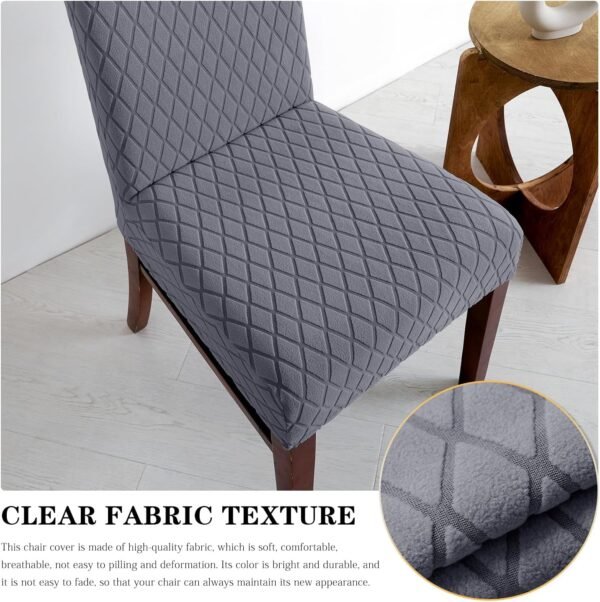 LANSHENG Housse de Chaise 6 Pièces, Extensible Amovible Lavable Housse pour Chaise Salle à Manger, Moderne Universel Couverture de Chaise pour Maison Hotel Restaurant Banquet Cuisine Decoration, Gris – Image 3