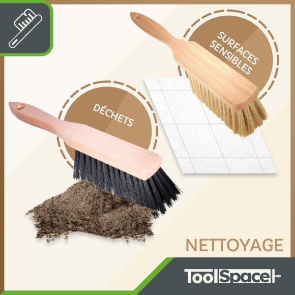 ToolSpace Balayette en Bois - Brosse 34 cm avec Fibre Naturel pour Boulangerie Farine - Balai avec Manche pour Jardin Balayage Extérieur - avec Poil pour Poussière Nettoyage Cuisine Maison Sol – Image 5