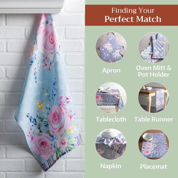 Maison d' Hermine Sweet Rose Lavande Lush Lavande Lot de 3 torchons de Cuisine Multi-usages 100% Coton | Serviettes de Bar | Printemps/Été (50 cm x 70 cm) – Image 6
