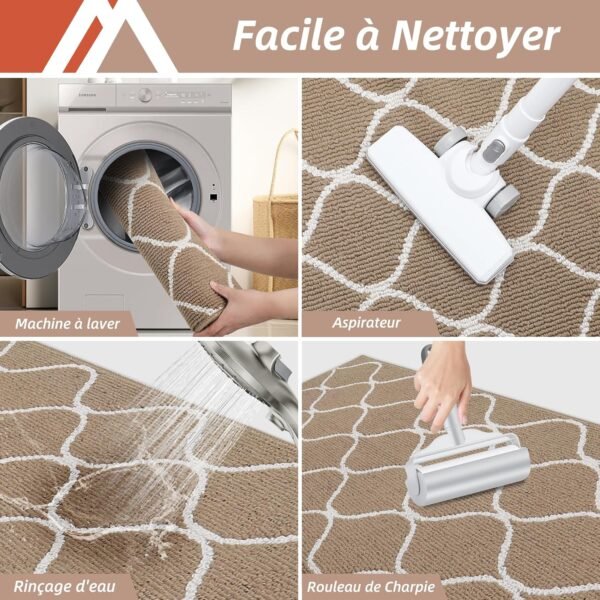 COSY HOMEER Tapis de Cuisine Antidérapant, 60 x 180 cm Tapis de Cuisine Devant Evier, Anti-salissures, Lavable en Machine pour Cuisine, Buanderie, Entrée, Couloir, Beige – Image 5
