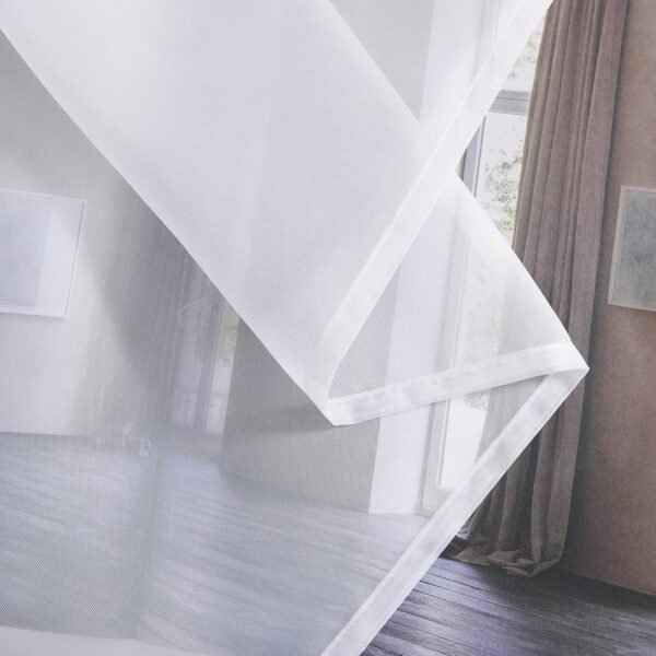 PONY DANCE Rideau Voilage - Rideaux Cuisine Transparent Lot de 2 Rideau Court 140 x 137 cm Décoration de Maison Chambre, Organza Tulle avec Oeillets Fenetre Lumineux Filtrer, Blanc, 2 PCs – Image 7